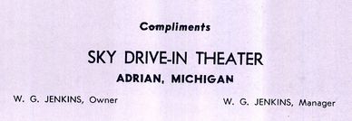 Sky Drive-In Theatre - From Adrian High School Yearbook